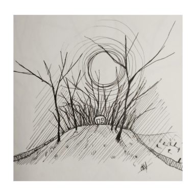 Original Concept Sketch of the Caravan in the Garden